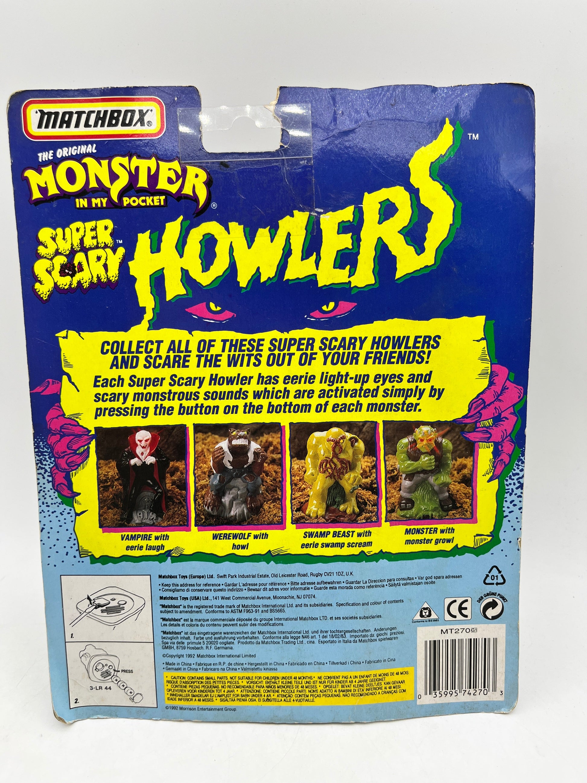 Vintage - 1992 Matchbox - Monster In My Pocket HOWLERS -Swamp Beast - Sealed FRENLY BRICKS - Open 7 Days