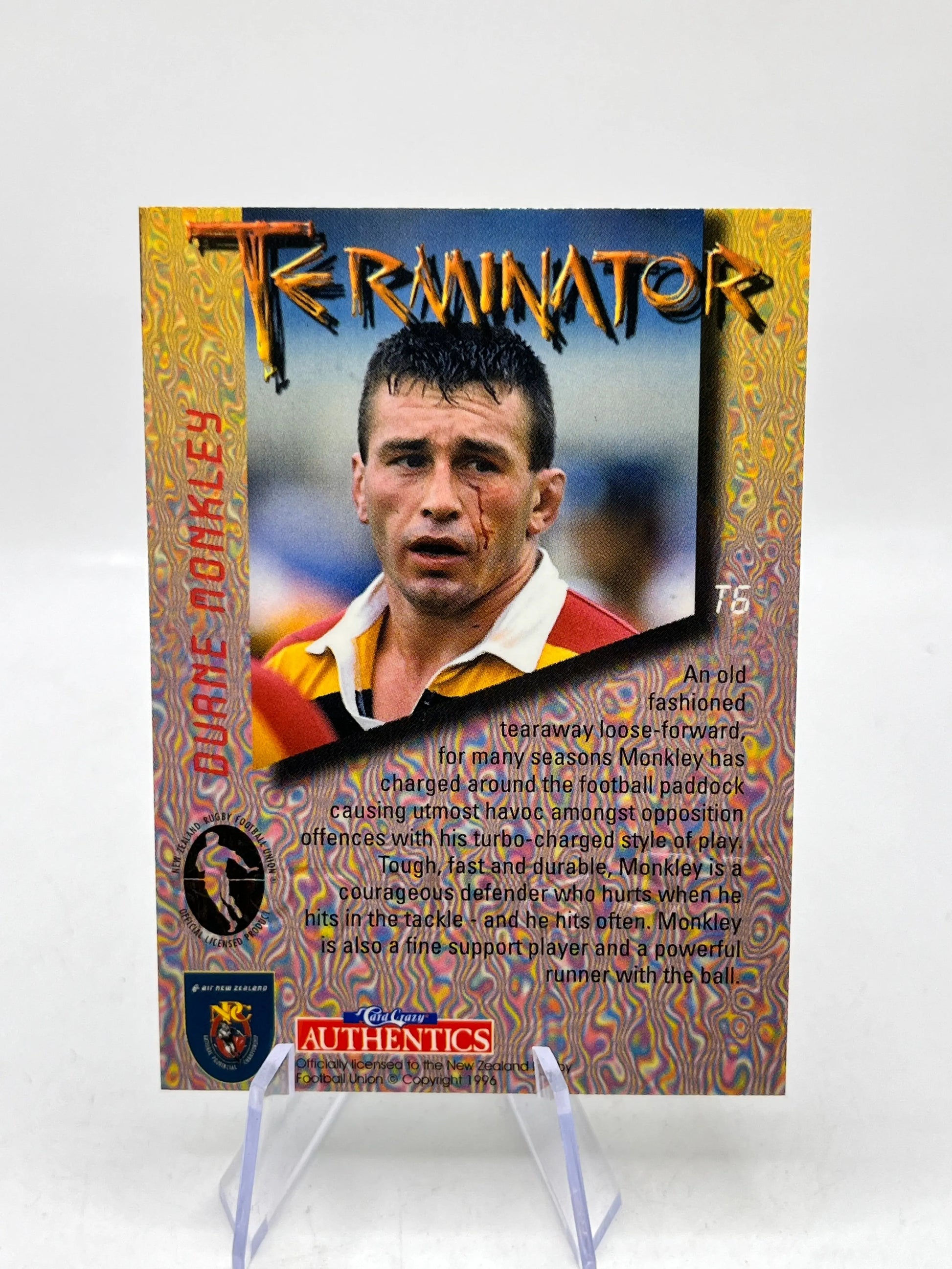 Duane Monkley 1996 - Terminator - NZ Rugby Union - Carr Crazy Authentics FRENLY BRICKS - Open 7 Days