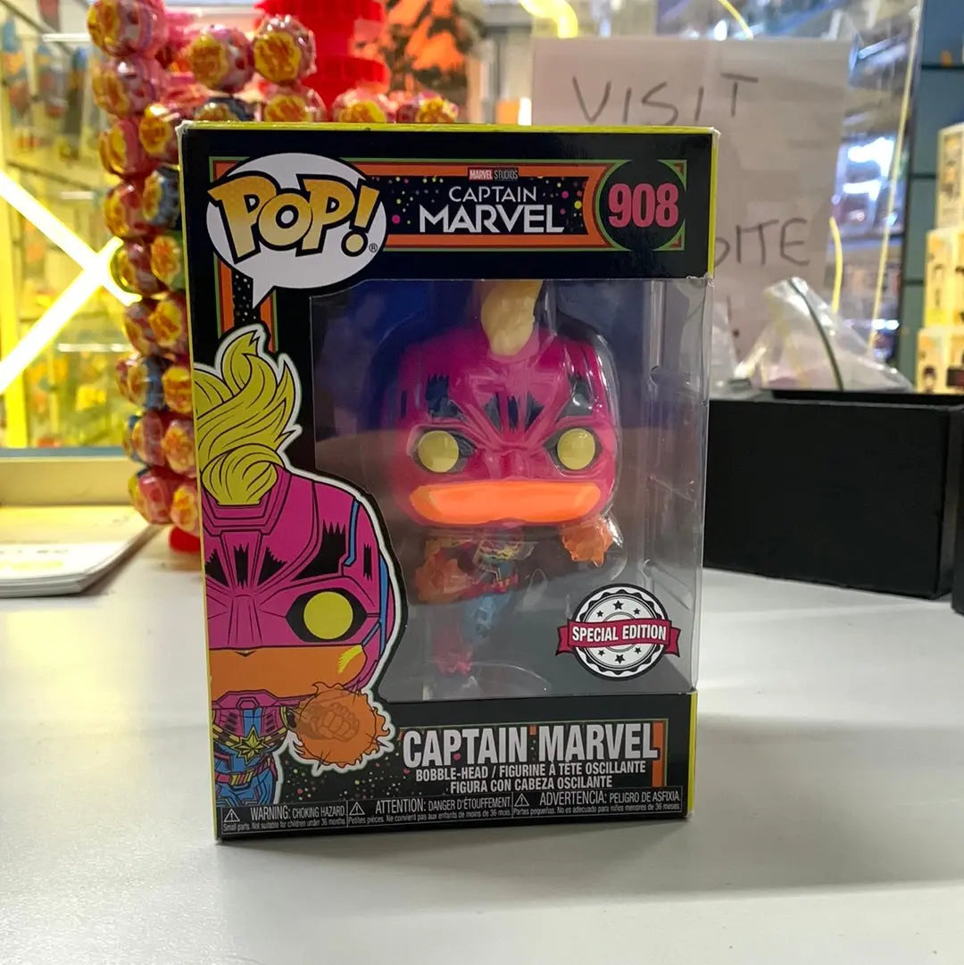 Captain Marvel Funko Pop! Vinyl Blacklight #908 Marvel - The Infinity Saga FRENLY BRICKS - Open 7 Days