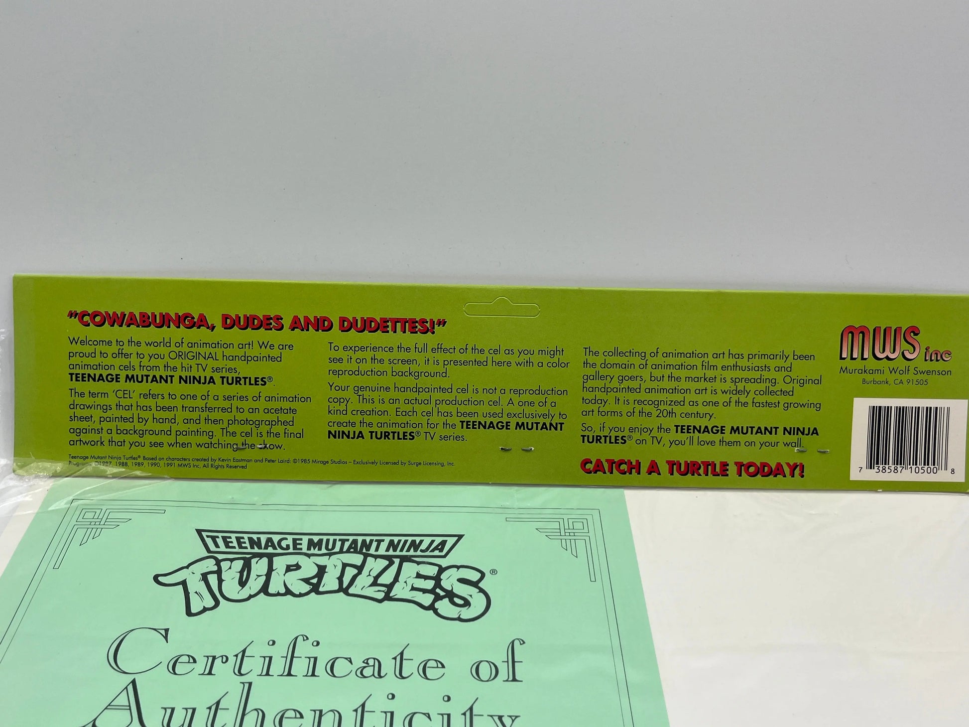 Teenage Mutant Ninja Turtles, Animation Production Cel MWS (1991) W/COA Shredder FRENLY BRICKS - Open 7 Days