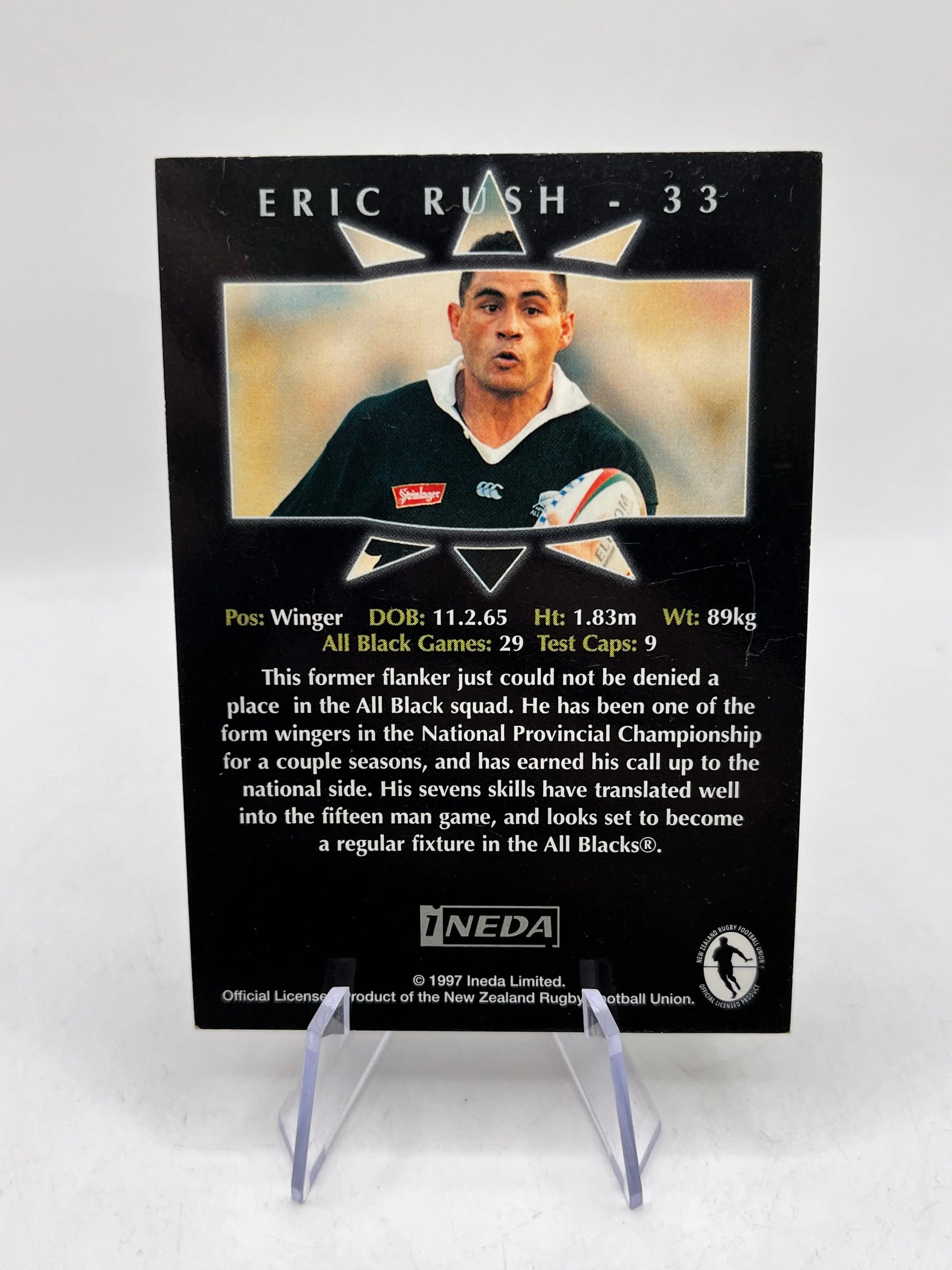 Eric Rush Autographed - All Blacks 1997 NZ Rugby Union - 1Neda FRENLY BRICKS - Open 7 Days