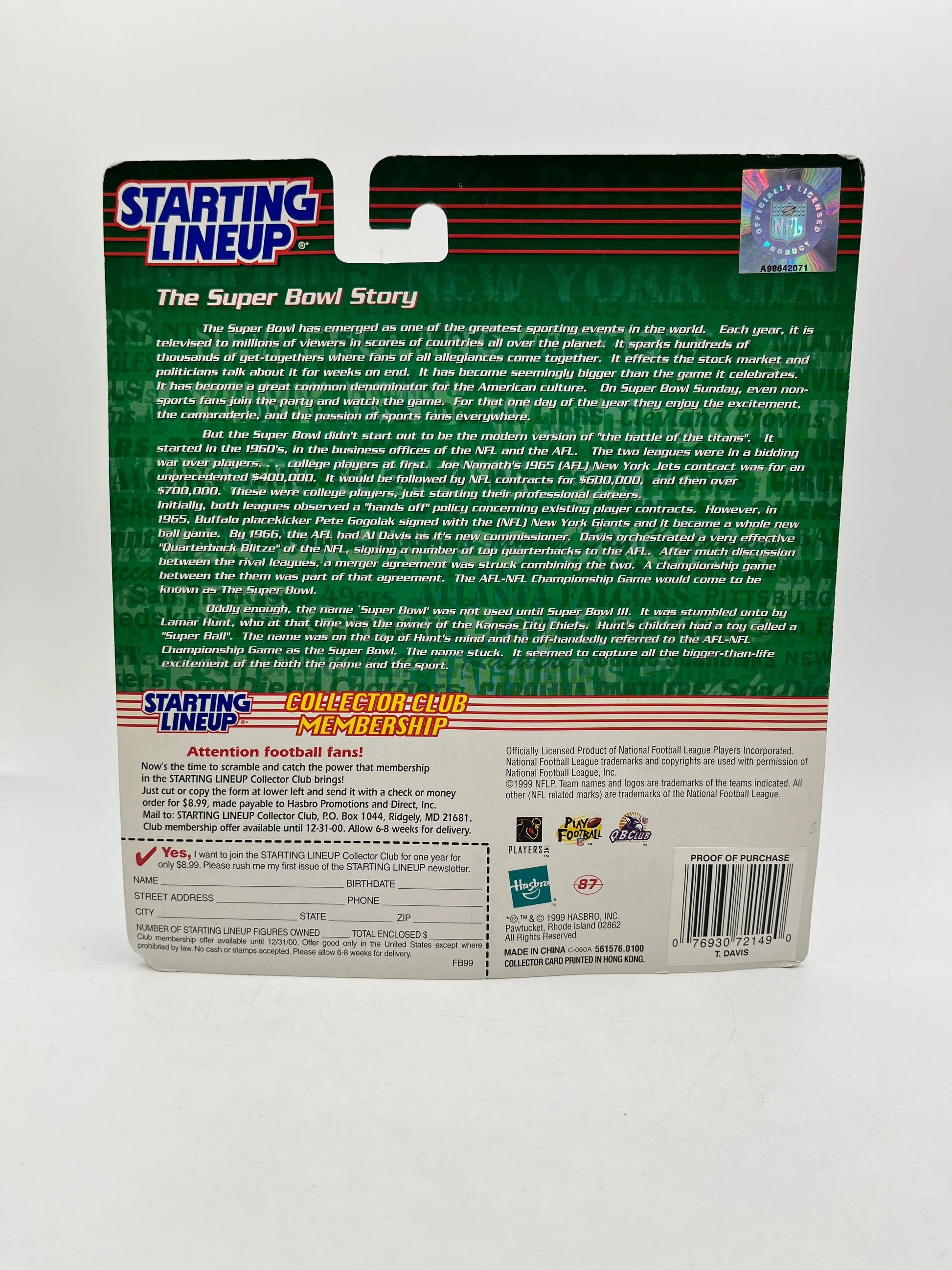 Hasbro 1999-2000 Terrell Davis NFL Denver Broncos Starting Lineup Action Figure FRENLY BRICKS - Open 7 Days