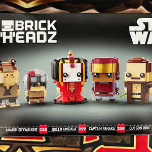 LEGO BrickHeadZ- Star Wars The Phantom Menace - Jar Jar Binks #227 Anakin Skywalker # 228 Queen Amidala #229 Captain Panaka #230 Qui-Gon Jin #231 Darth Maul #232 40676 FRENLY BRICKS - Open 7 Days