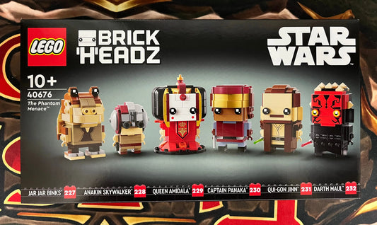 LEGO BrickHeadZ- Star Wars The Phantom Menace - Jar Jar Binks #227 Anakin Skywalker # 228 Queen Amidala #229 Captain Panaka #230 Qui-Gon Jin #231 Darth Maul #232 40676 FRENLY BRICKS - Open 7 Days