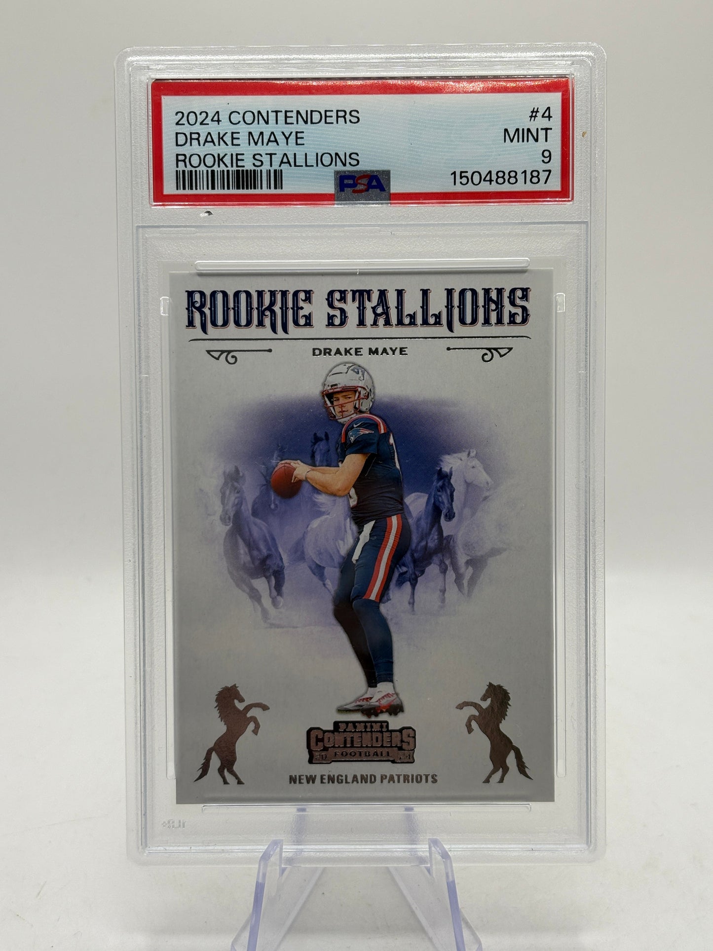 Panini Contenders Drake Maye Rookie Stallions #4 PSA 9 New England Patriots FRENLY BRICKS - Open 7 Days