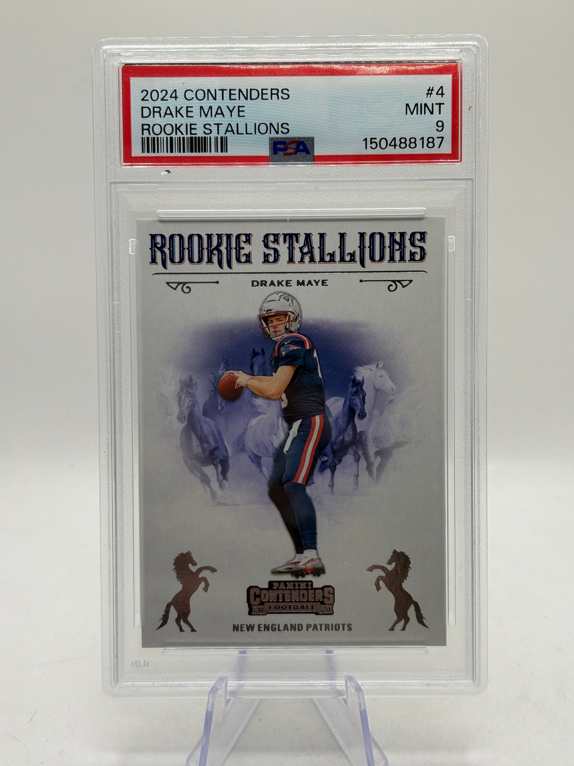 Panini Contenders Drake Maye Rookie Stallions #4 PSA 9 New England Patriots FRENLY BRICKS - Open 7 Days