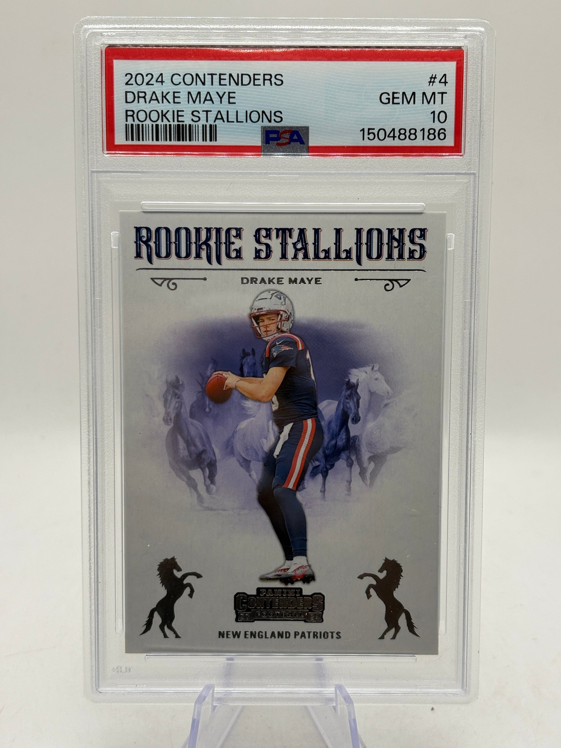 Panini Contenders Drake Maye Rookie Stallions #4 PSA 10 New England Patriots FRENLY BRICKS - Open 7 Days