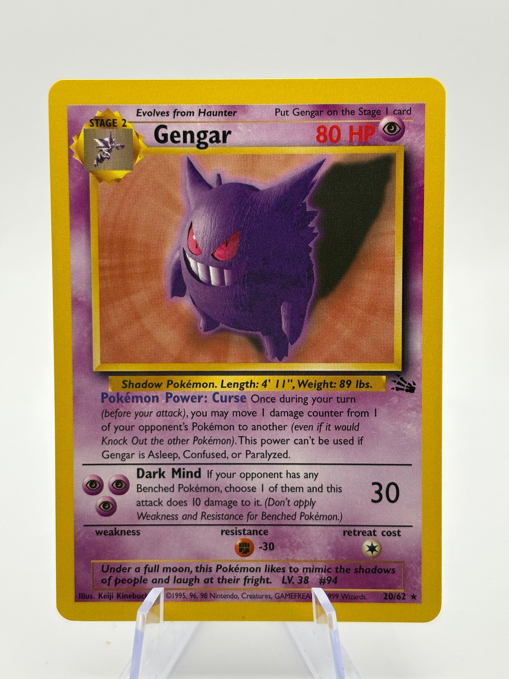 Pokemon TCG WOTC Fossil - Gengar 20/62 Rare Non Holo Unlimited NM FRENLY BRICKS - Open 7 Days