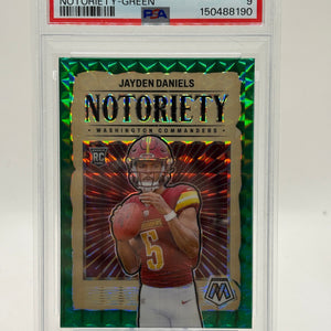 2024 Panini Mosaic - Notoriety Jayden Daniels #19 Green Mosaic Prizm (RC) PSA 9 FRENLY BRICKS - Open 7 Days