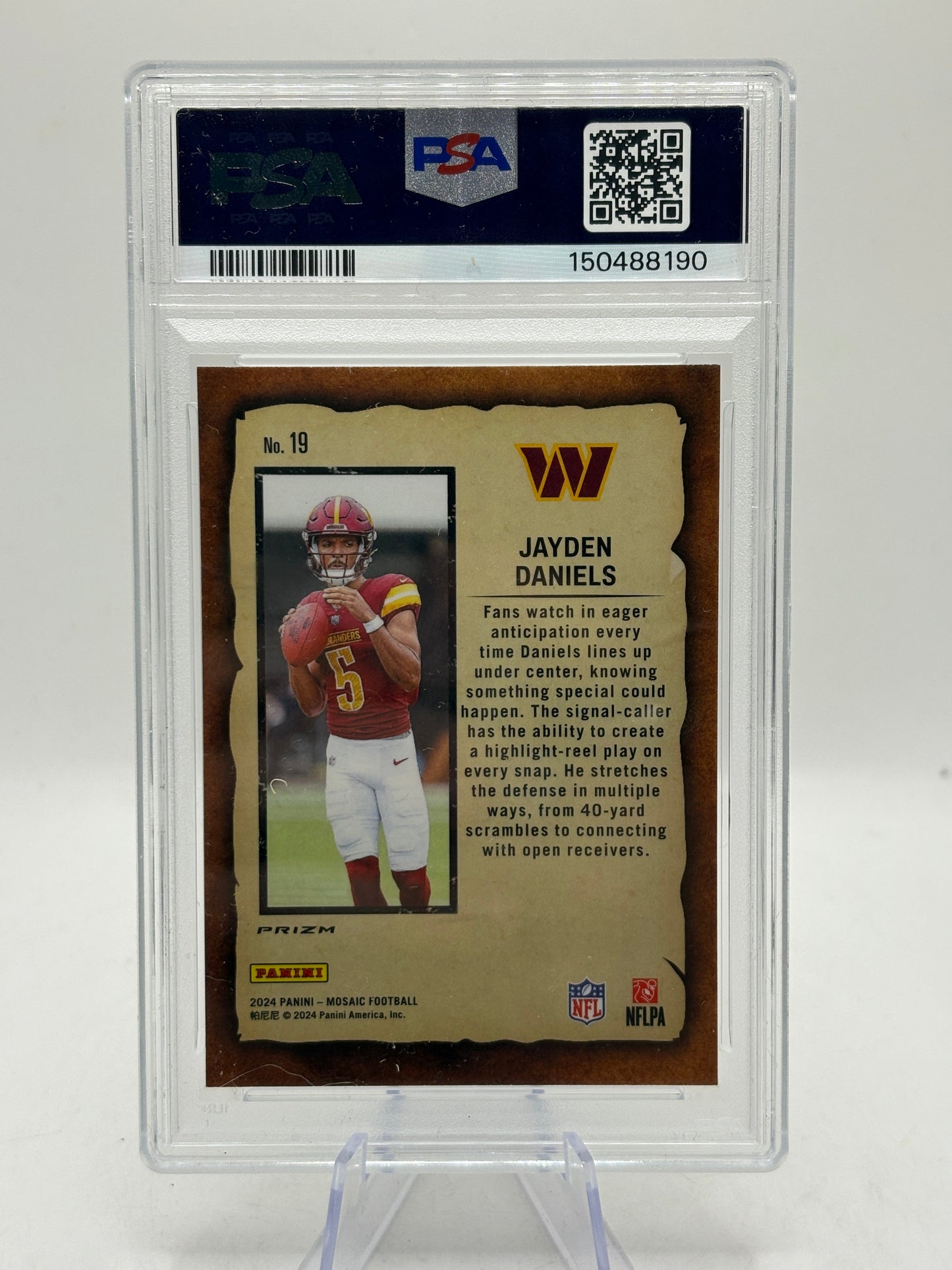 2024 Panini Mosaic - Notoriety Jayden Daniels #19 Green Mosaic Prizm (RC) PSA 9 FRENLY BRICKS - Open 7 Days