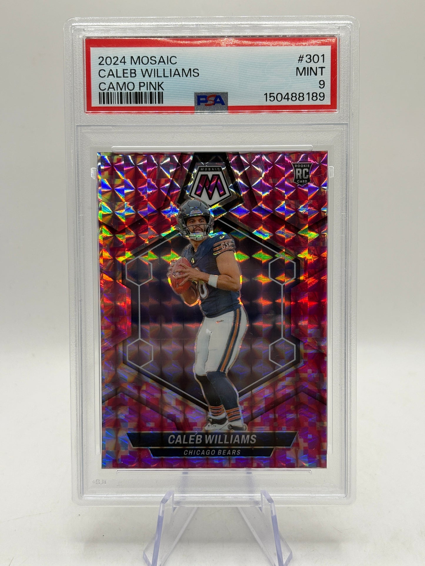 2024 Panini Mosaic - Rookies Caleb Williams #301 Camo Pink Mosaic Prizm PSA 9 FRENLY BRICKS - Open 7 Days