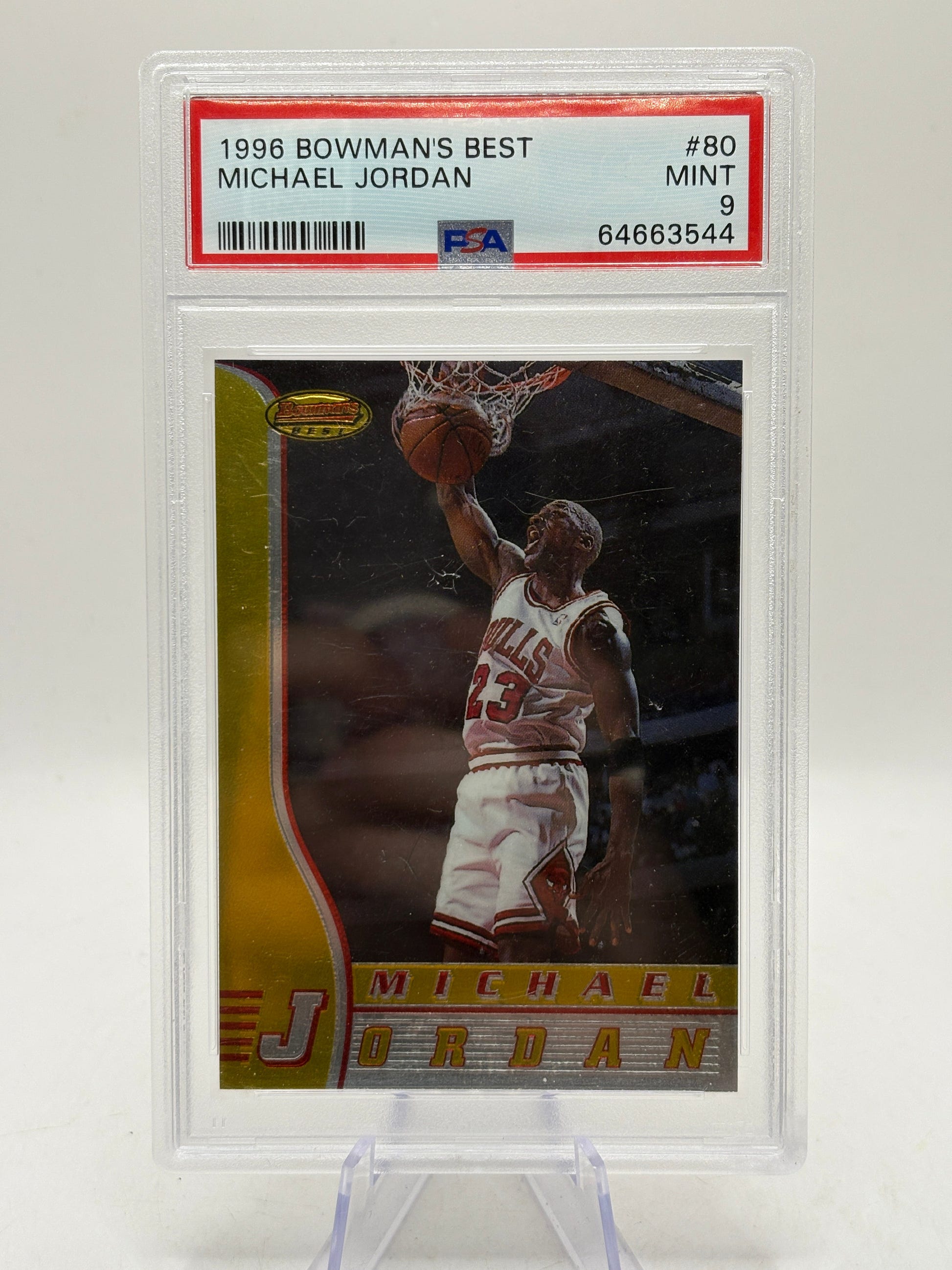 1996-97 Bowman's Best Michael Jordan #80 PSA 9 Mint Bulls HOF FRENLY BRICKS - Open 7 Days image 1