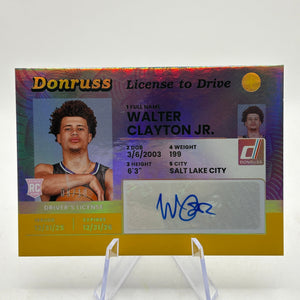 Walter Clayton Jr 2025-26 Donruss License to Drive Rookie RC Auto /10 FRENLY BRICKS - Open 7 Days