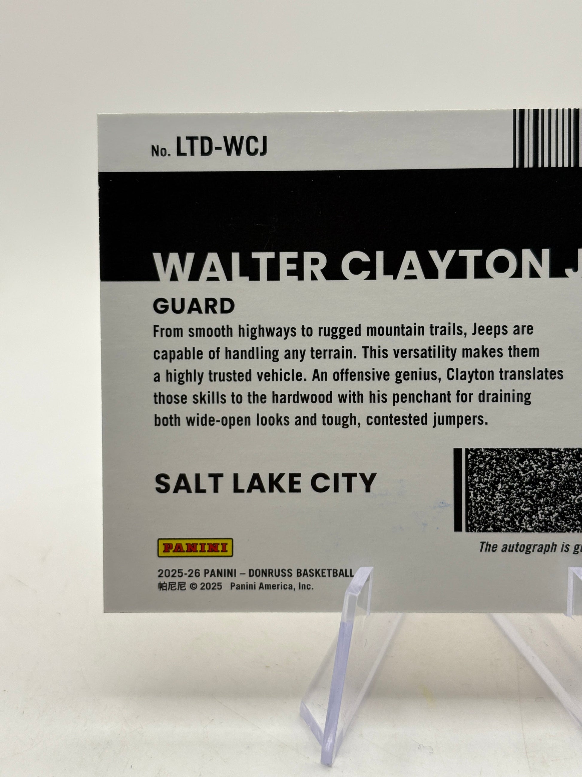 Walter Clayton Jr 2025-26 Donruss License to Drive Rookie RC Auto /10 FRENLY BRICKS - Open 7 Days