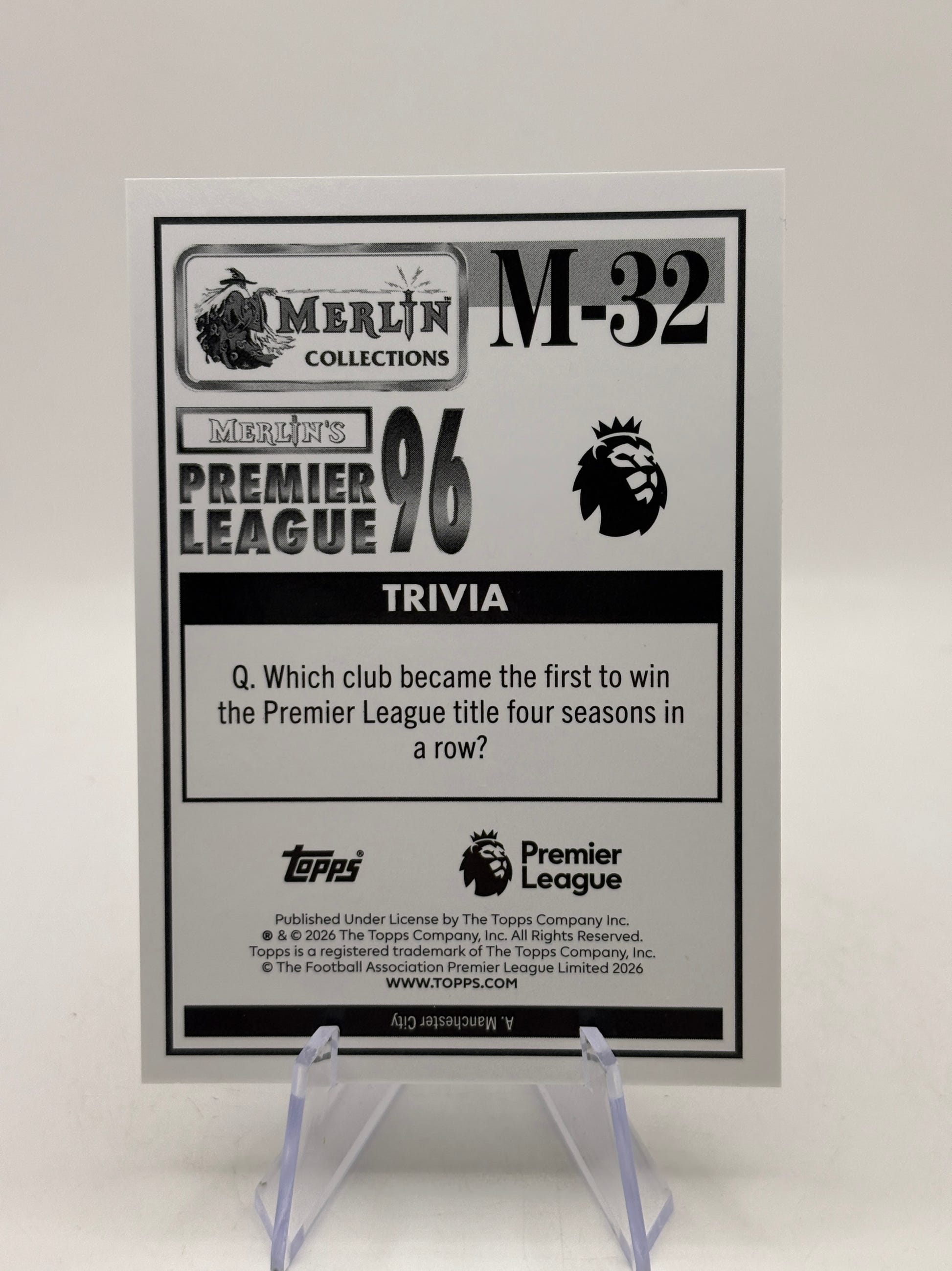 Rodri 2026 Topps Merlin Premier League #M-32 Black Refractor 1996 /10 image 2