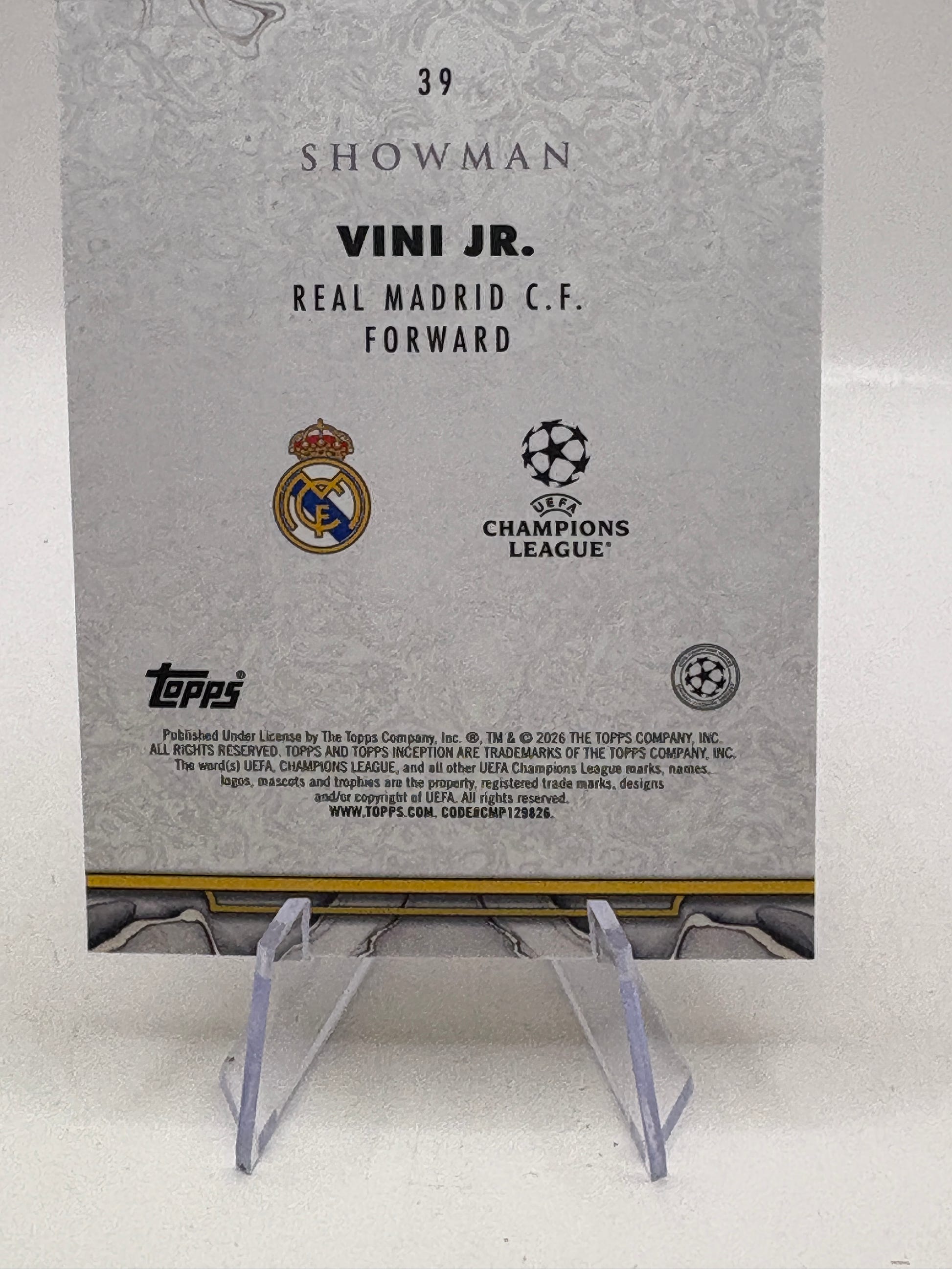 Topps Inception #39 Showman Vini Jr. 4/5 Orange Real Madrid image 4