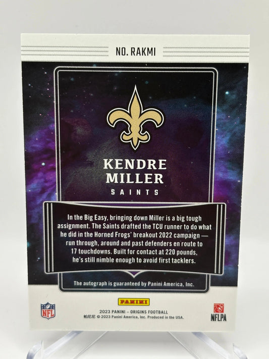 2023 Panini Origins Football #RAKMI Kendre Miller Rookie Auto on Card FRENLY BRICKS - Open 7 Days