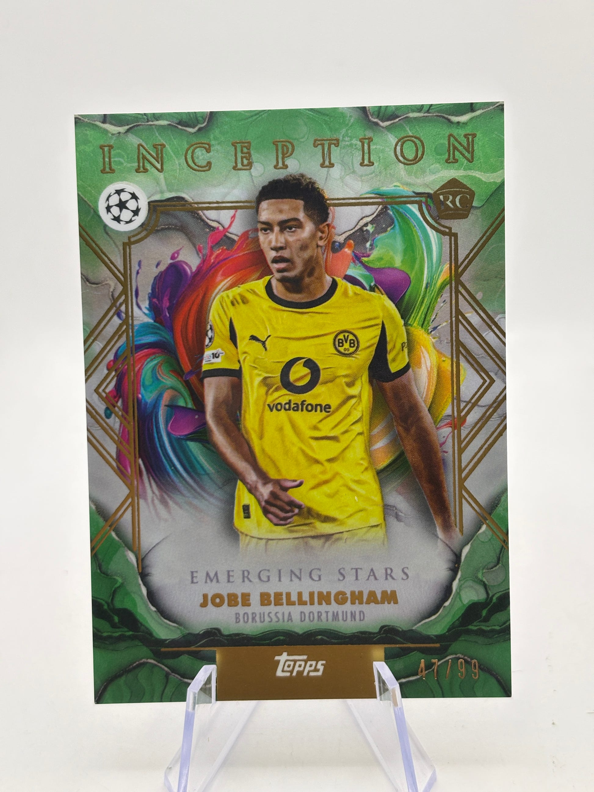 Jobe Bellingham 2025-26 Topps Inception UCC Emerging Stars Green Foil RC /99 #12 image 1