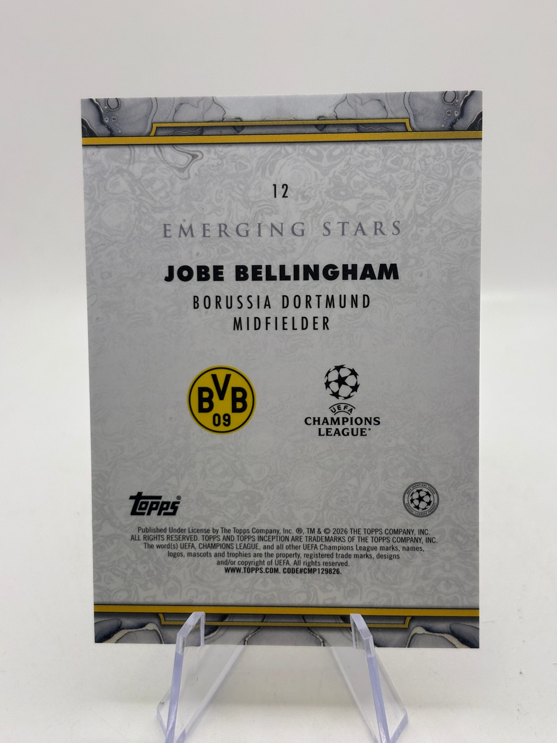 Jobe Bellingham 2025-26 Topps Inception UCC Emerging Stars Green Foil RC /99 #12 image 2