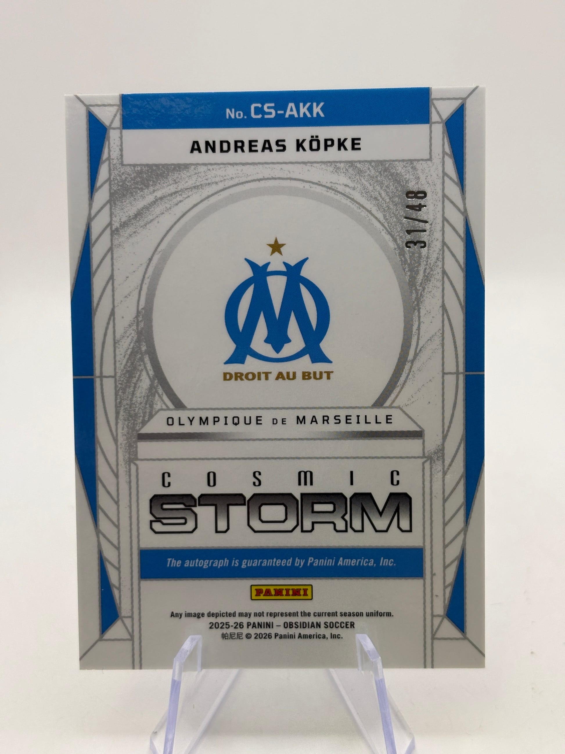 2025-26 Panini Obsidian #CS-AKK Andreas Kopke Cosmic Storm Auto /48 image 2