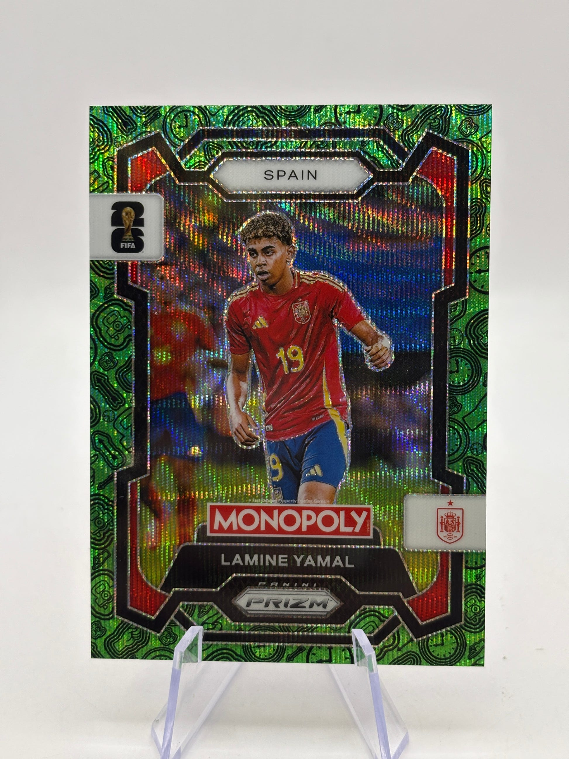 Lamine Yamal GREEN Wave, 2026 Panini Prizm Monopoly World Cup #41 Spain image 1