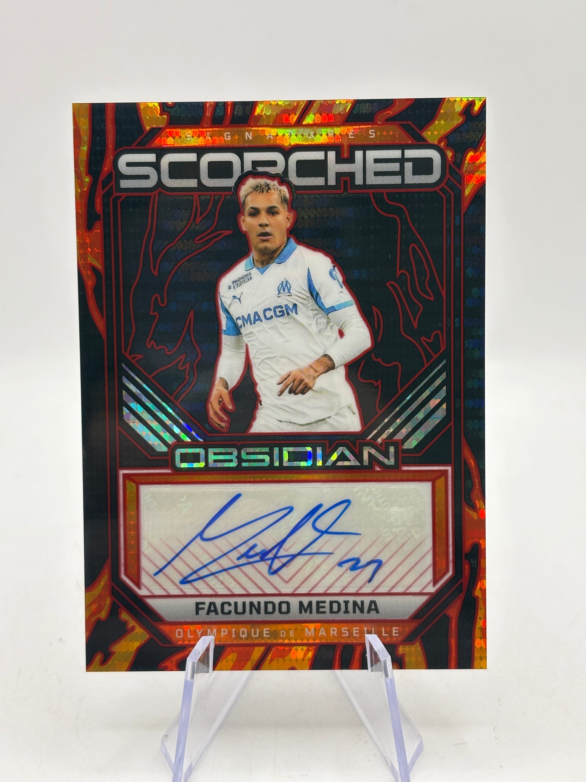2025-26 Panini Obsidian Soccer #SC-FMA Scorched Auto Facundo Medina /99 image 1