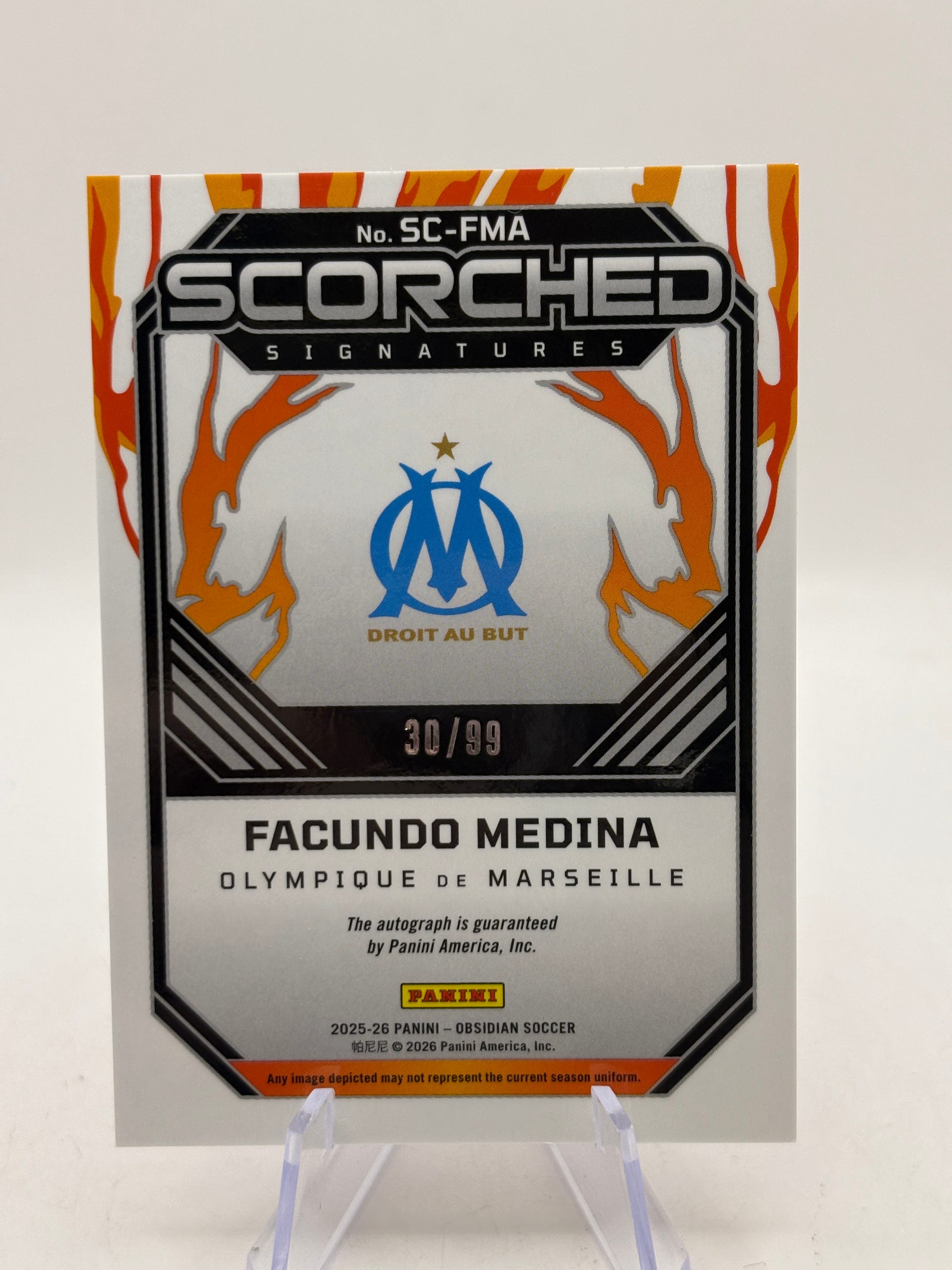 2025-26 Panini Obsidian Soccer #SC-FMA Scorched Auto Facundo Medina /99 image 2