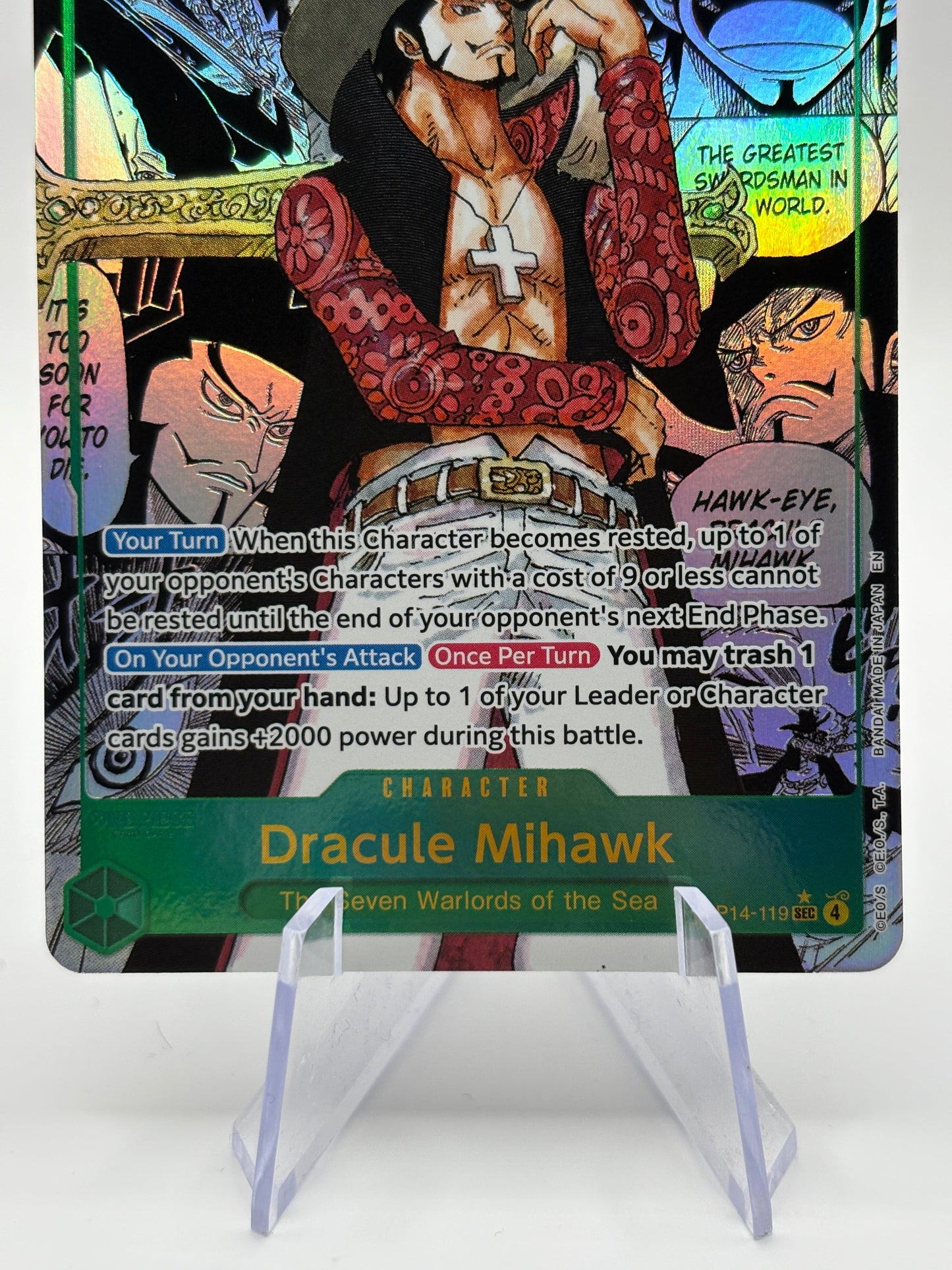 One Piece TCG OP14 - Dracule Mihawk OP14-119 Sec* Alternate Art Manga NM / M FRENLY BRICKS - Open 7 Days