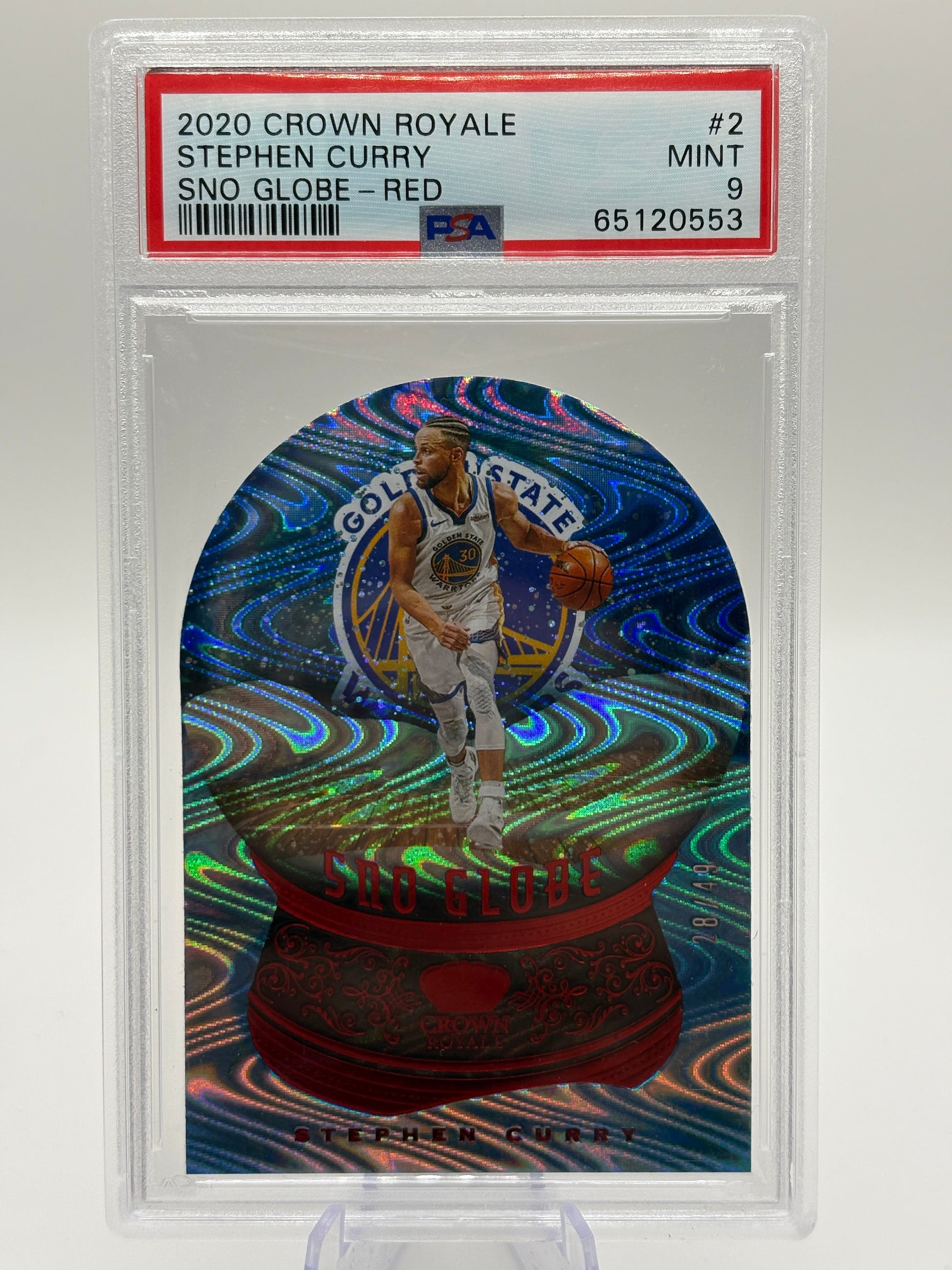 2020-21 Panini Crown Royale Stephen Curry Sno Globe Asia Red #2 Warriors PSA 9 FRENLY BRICKS - Open 7 Days image 1