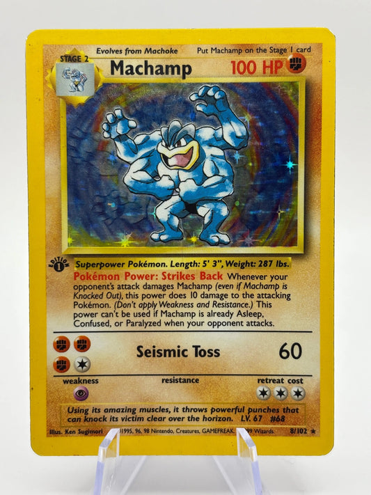 Pokemon TCG Base Set 1st Edition - Machamp 8/102 Rare Holo Heavily Played FRENLY BRICKS - Open 7 Days