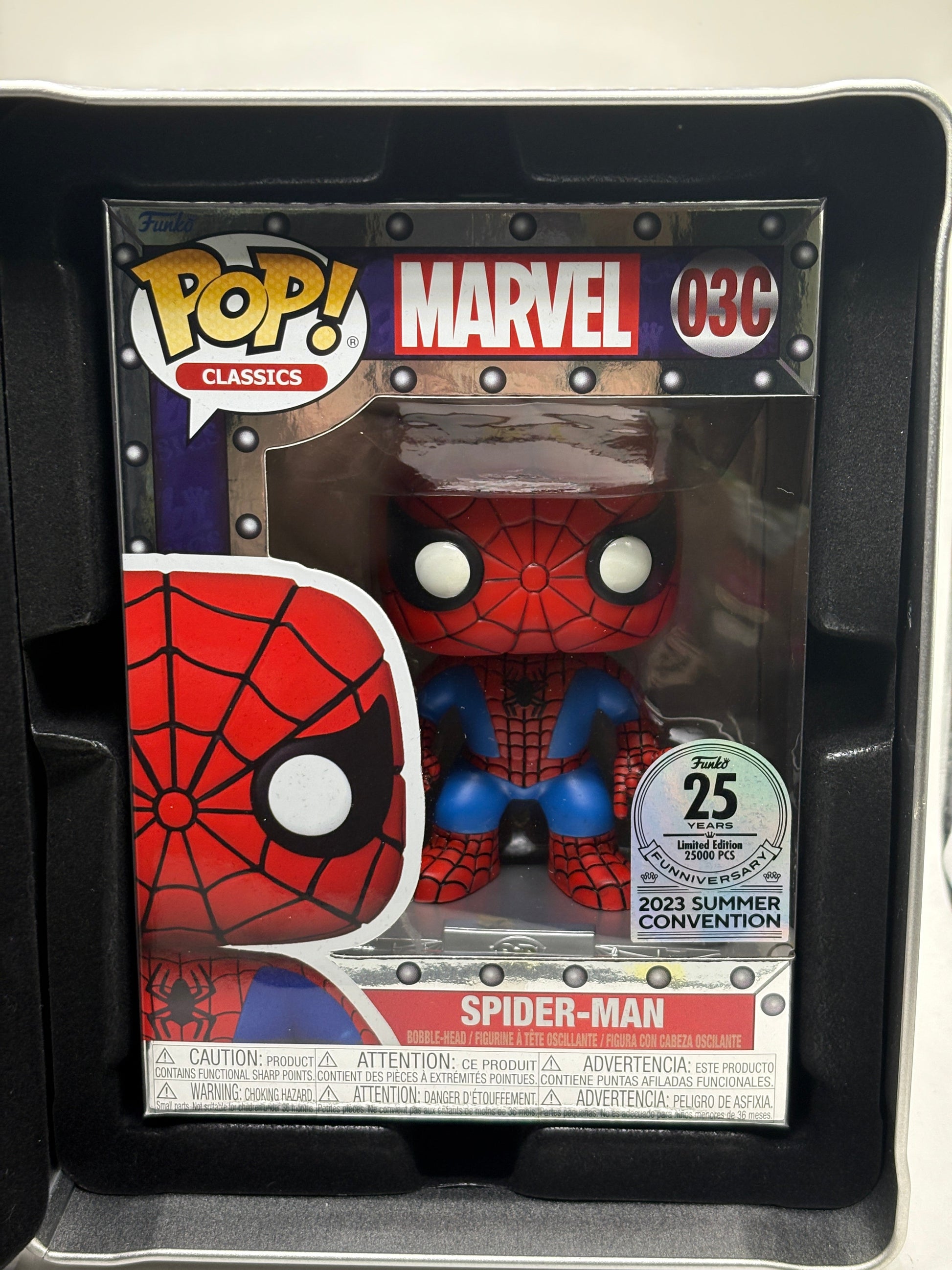 Funko Pop! Spider-Man #03C Exclusive 25th Vault Metal Tin Case Pin Coin Gift Set FRENLY BRICKS - Open 7 Days