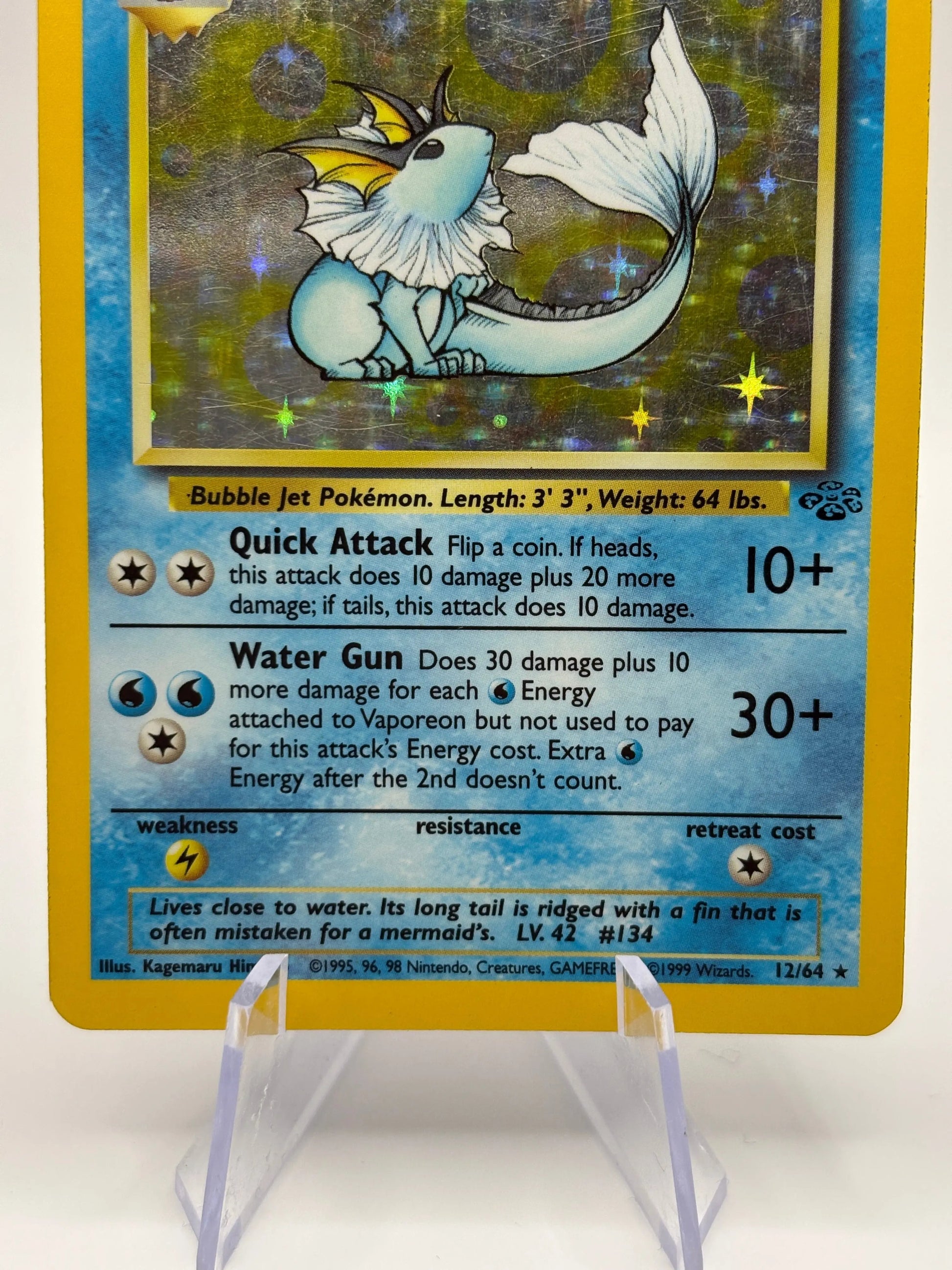 Pokemon TCG Jungle Unlimited - Vaporeon 12/64 Rare Holo Moderately Played FRENLY BRICKS - Open 7 Days