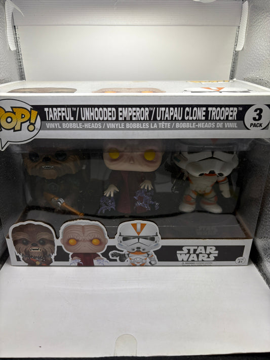 Funko Pop! Star Wars 3-Pack Tarfful Unhooded Emperor Utapau Clone Trooper FRENLY BRICKS - Open 7 Days