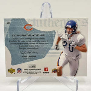 2008 SP Authentic Football #214 Craig Steltz Auto /1199 Rookie On Card FRENLY BRICKS - Open 7 Days