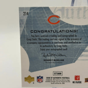 2008 SP Authentic Football #214 Craig Steltz Auto /1199 Rookie On Card FRENLY BRICKS - Open 7 Days