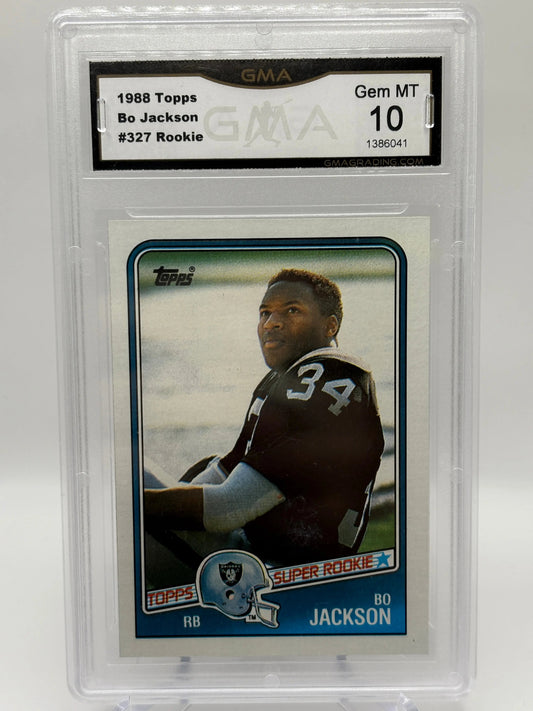 1988 Topps NFL #327 Bo Jackson Rookie Raiders GMA 10 Gem Mint FRENLY BRICKS - Open 7 Days
