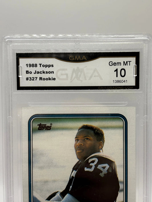 1988 Topps NFL #327 Bo Jackson Rookie Raiders GMA 10 Gem Mint FRENLY BRICKS - Open 7 Days