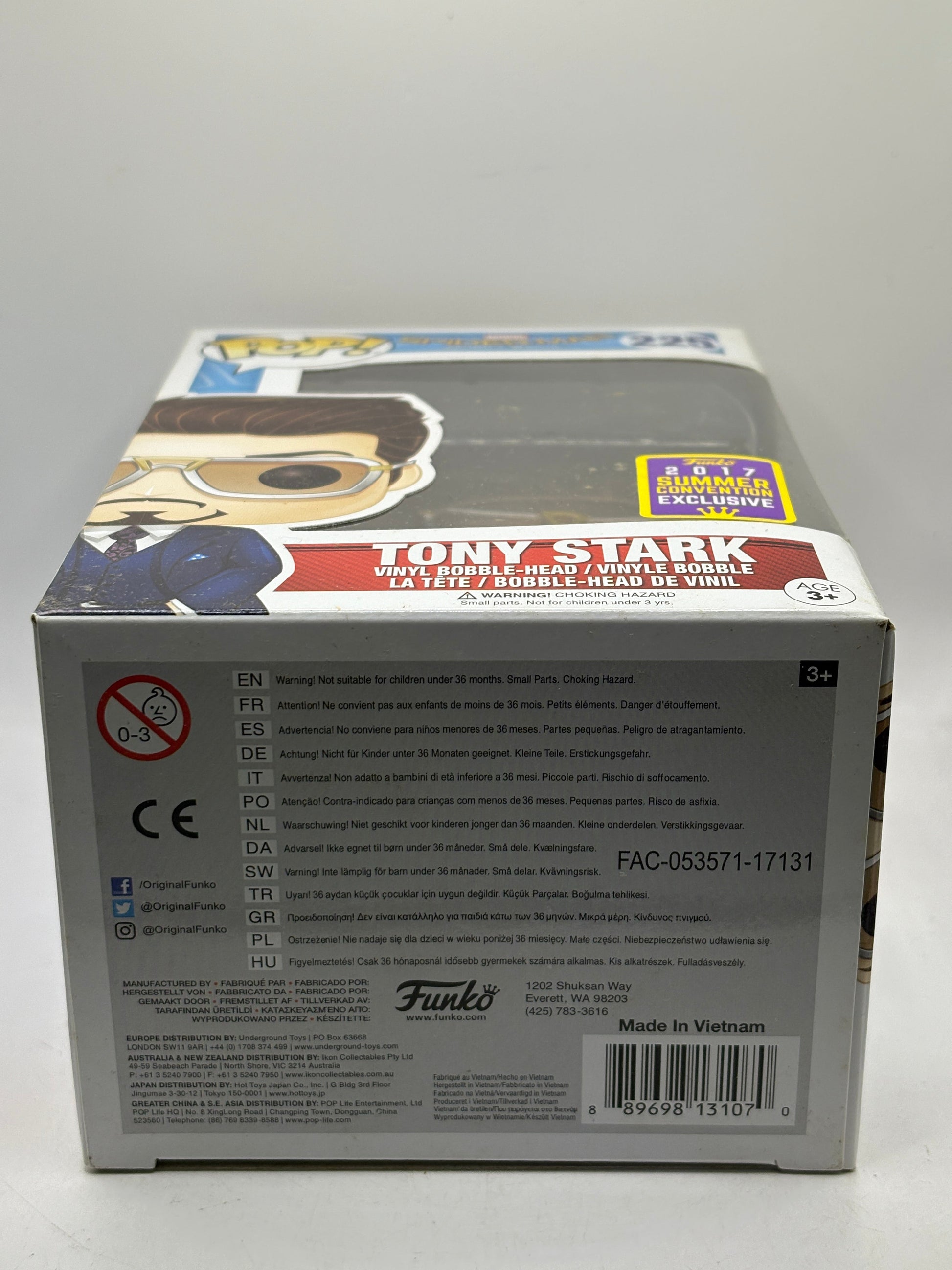 Funko POP! Marvel Spiderman #225 Tony Stark 2017 Summer Convention FRENLY BRICKS - Open 7 Days