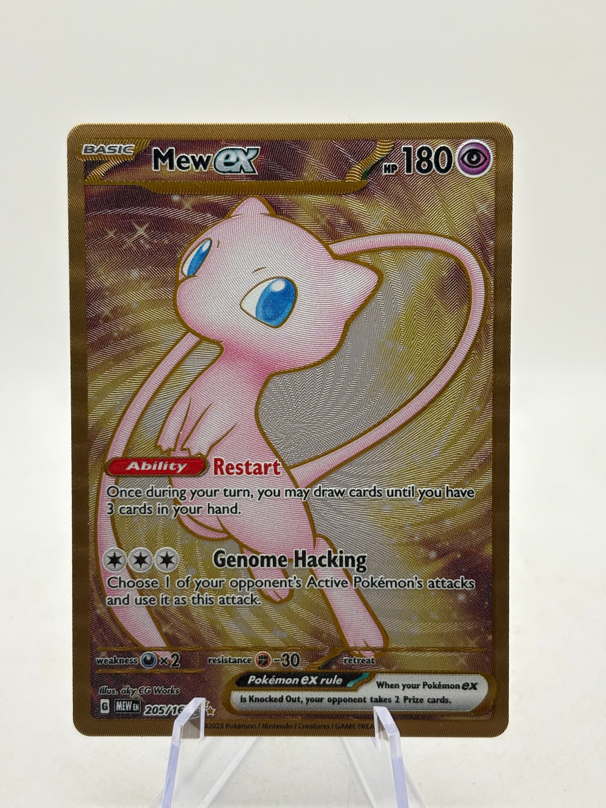 Pokemon TCG MEW 151 - Mew EX 205/165 Full Art Metal Gold Card FRENLY BRICKS - Open 7 Days