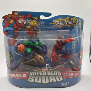 Marvel Super Hero Squad SPIDER-MAN & GREEN GOBLIN Figure 2-Pack New 2008 FRENLY BRICKS - Open 7 Days
