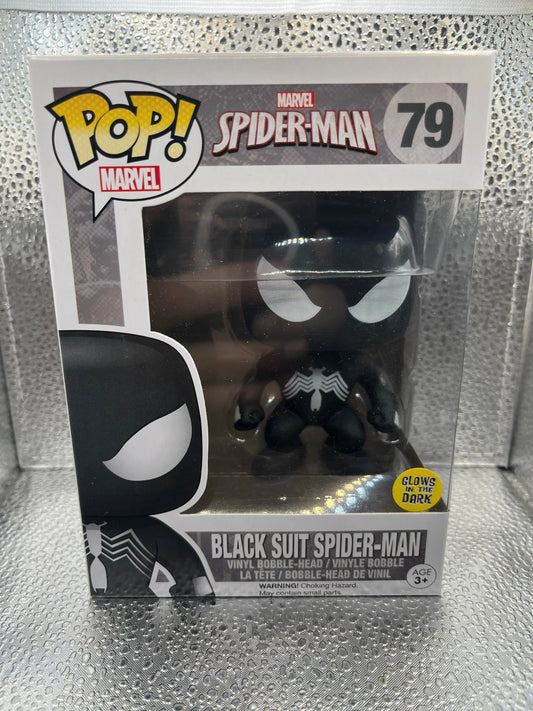 Funko POP Marvel - Black Suit Spider-Man (Glow in the Dark) #79 FRENLY BRICKS - Open 7 Days