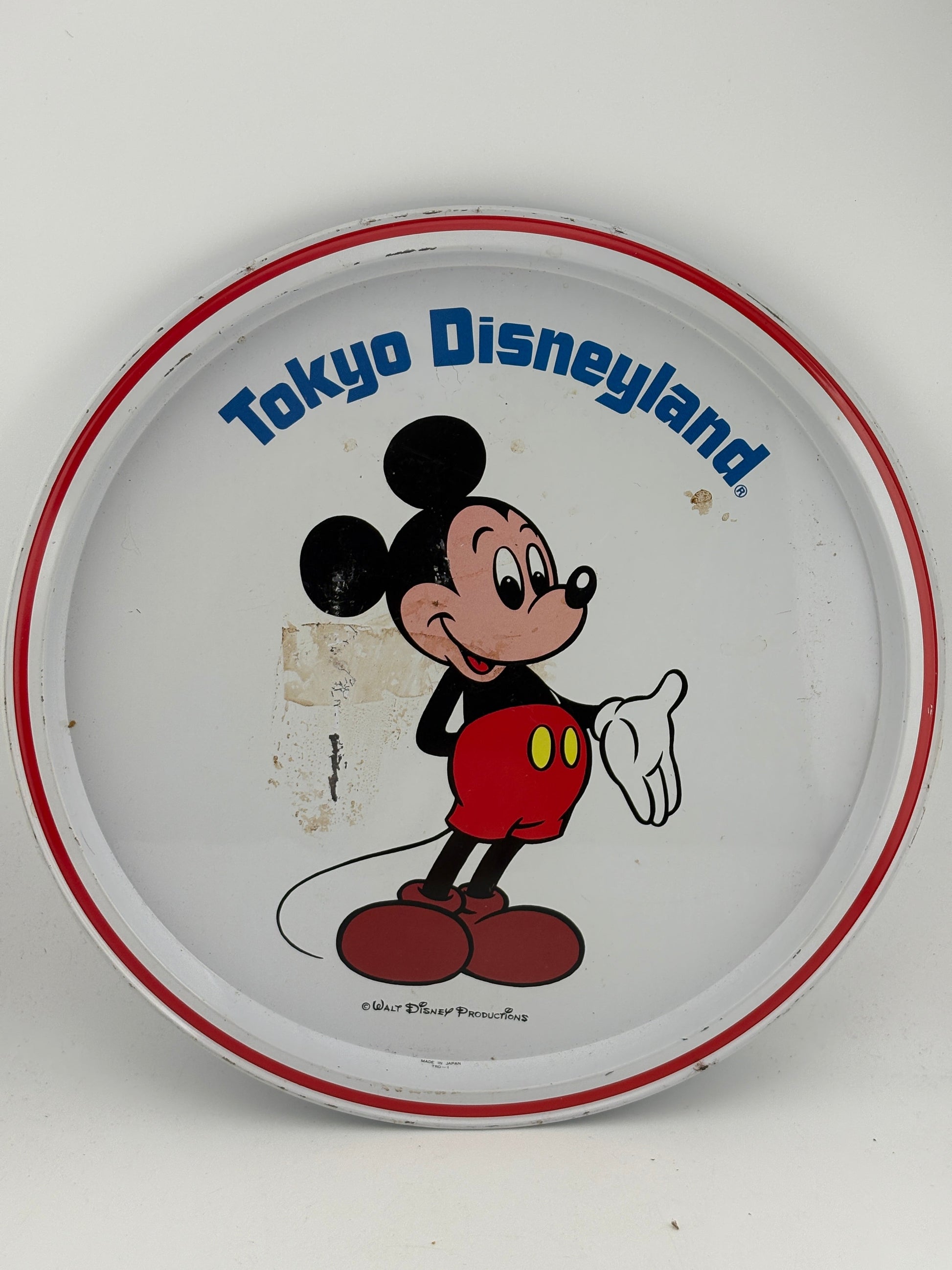 1986 Disney Tokyo Disneyland Metal Tin Plate Mickey Mouse RARE FRENLY BRICKS - Open 7 Days