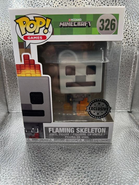 Funko POP Games - Minecraft - Flaming Skeleton #326 FRENLY BRICKS - Open 7 Days