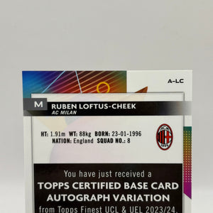 2023-24 Topps Finest Ruben Loftus-Cheek AC Milan Chelsea Auto FRENLY BRICKS - Open 7 Days
