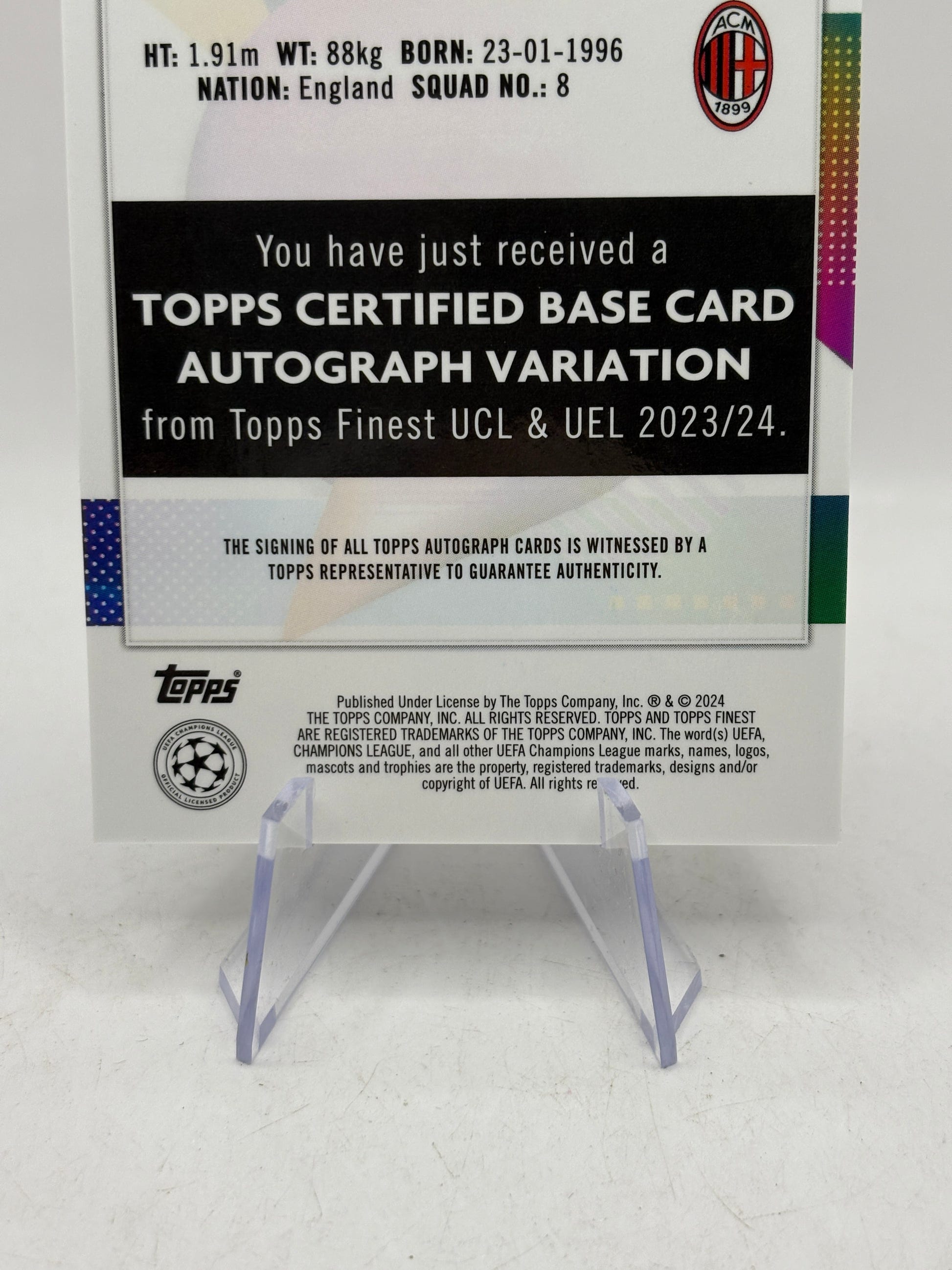 2023-24 Topps Finest Ruben Loftus-Cheek AC Milan Chelsea Auto, photo 4 image 4