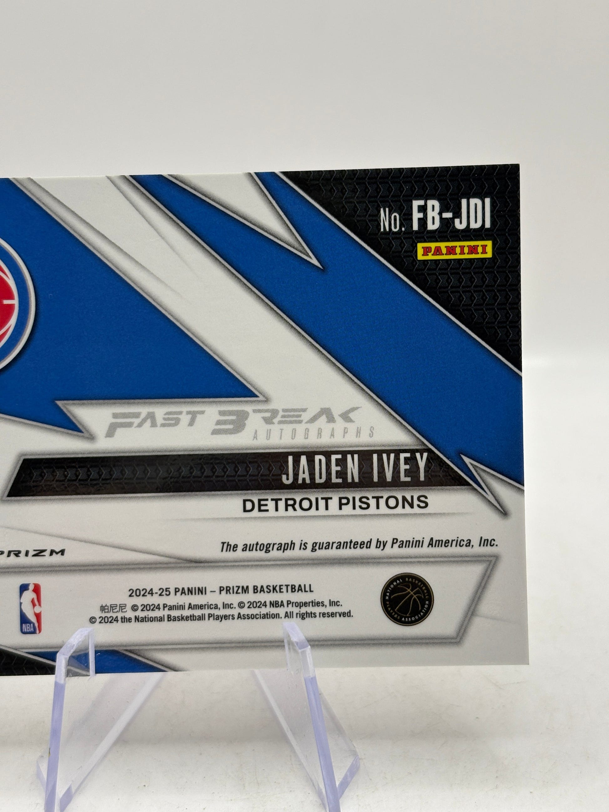 Jaden Ivey 2024-25 Prizm Fast Break Red Auto /99 Detroit, photo 4 image 4