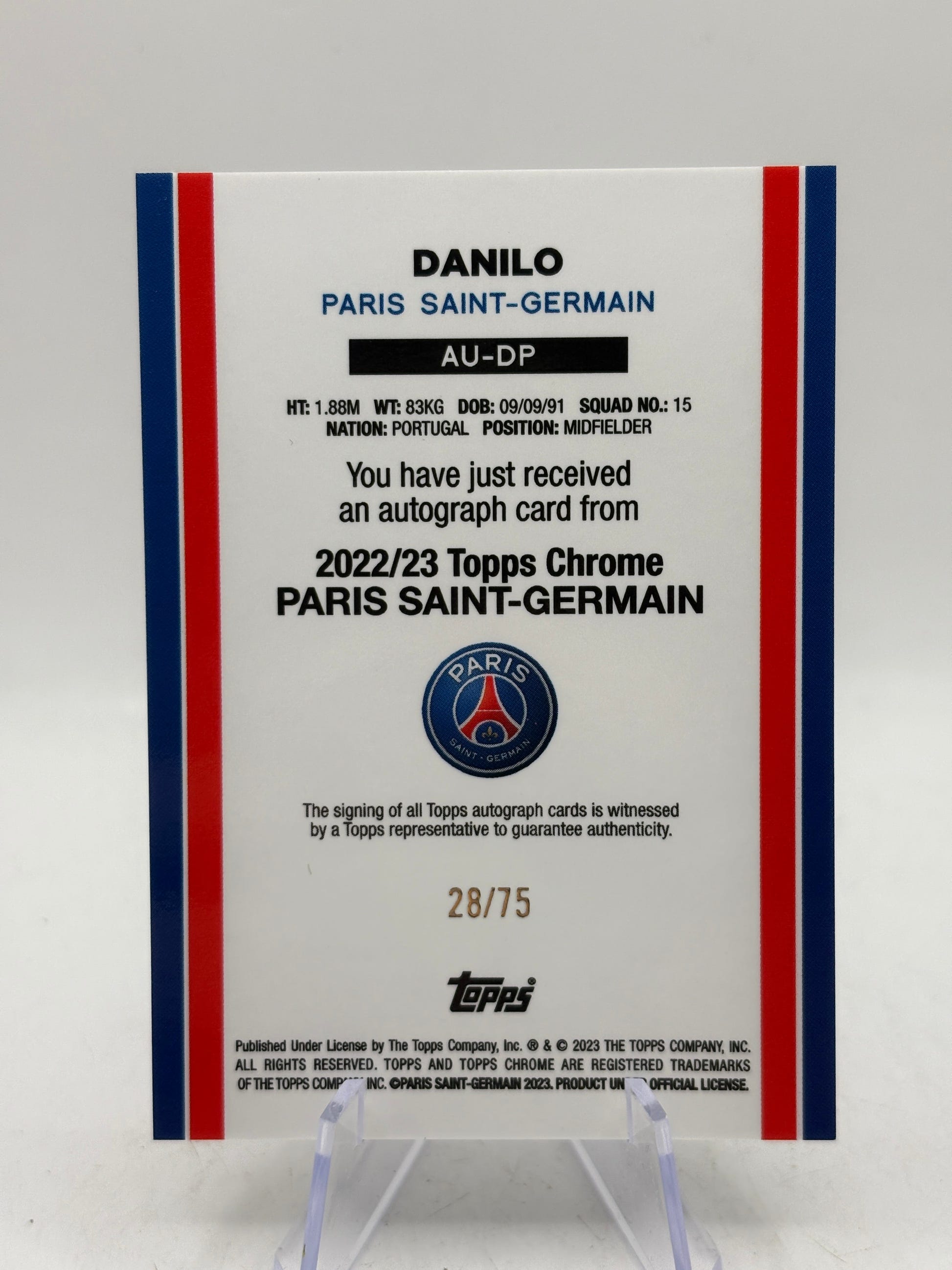 2022-23 Topps Chrome PSG - Danilo AU-DP Auto /75, photo 6 image 6