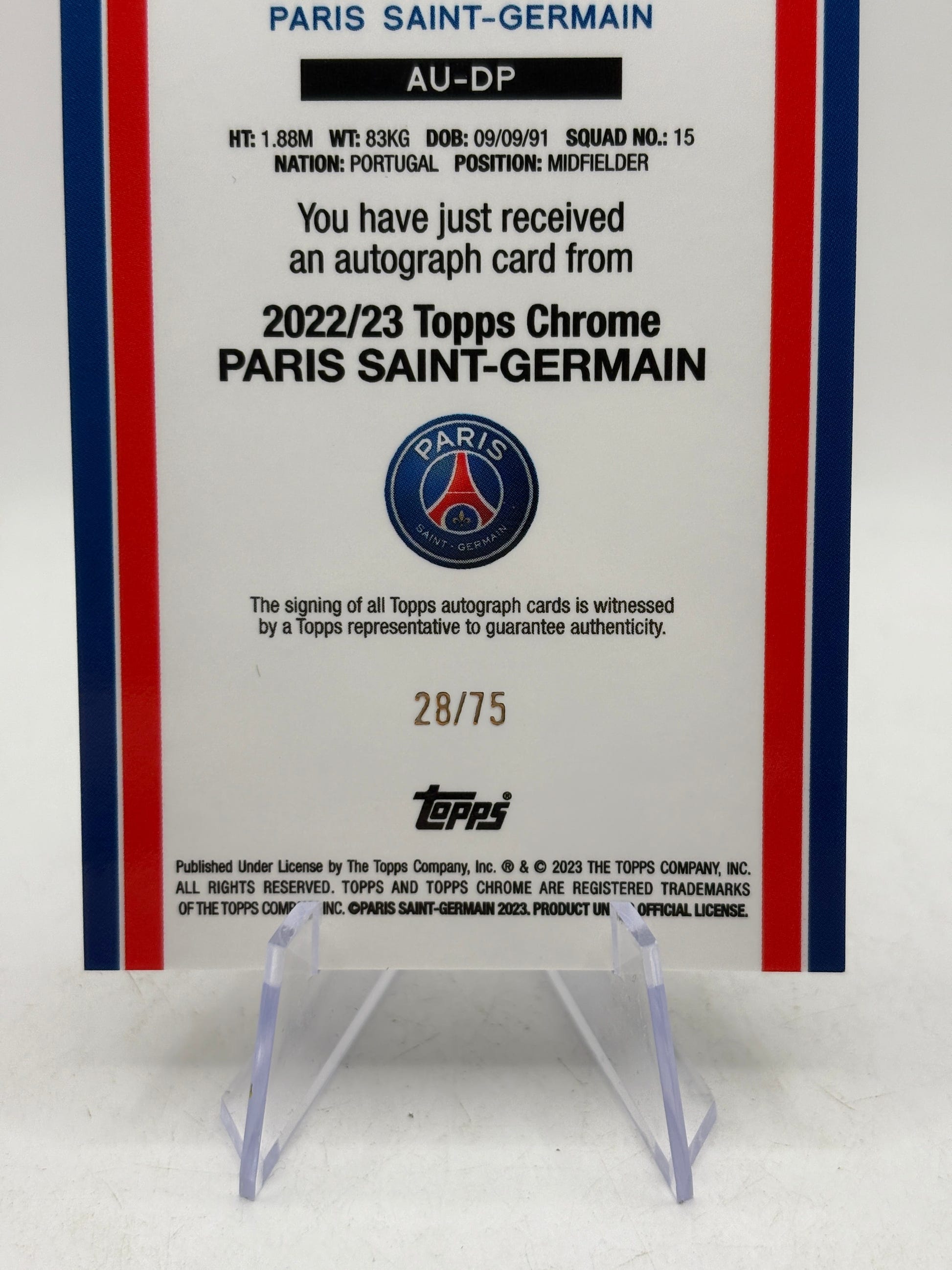 2022-23 Topps Chrome PSG - Danilo AU-DP Auto /75, photo 8 image 8
