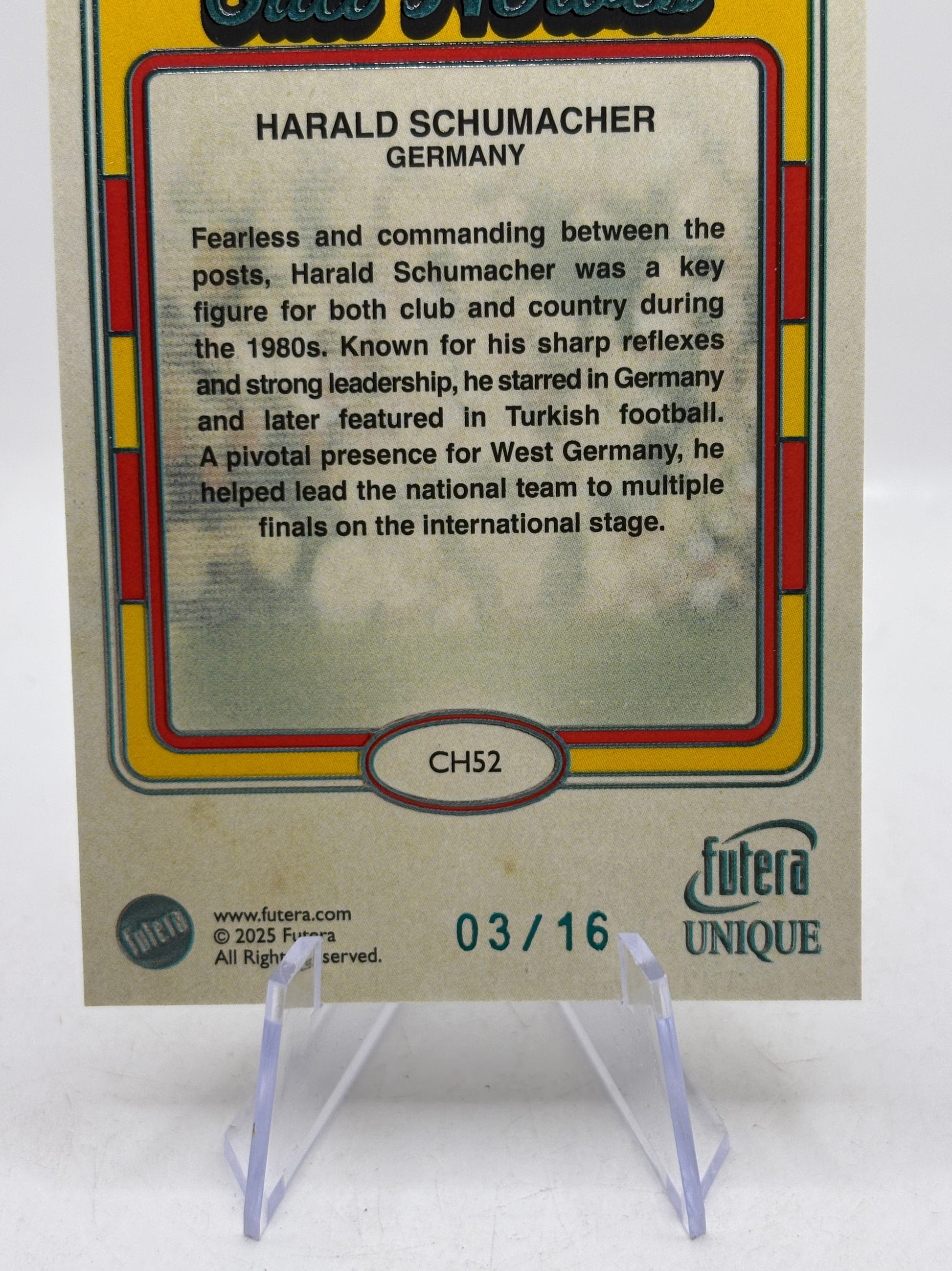 2025 Futera Unique Cult Heroes #CH52 Harald Schumacher 03/16, photo 4 image 4