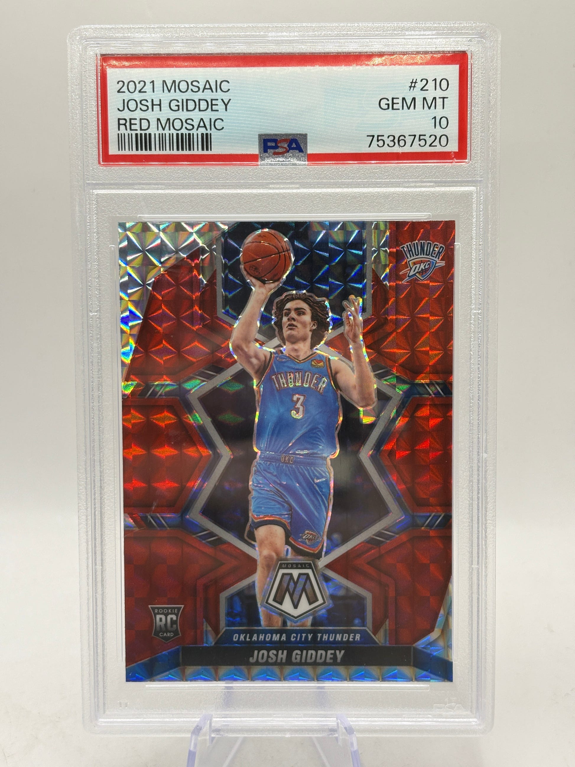 2021 Mosaic Red Mosaic Rookie Josh Giddey PSA 10 Gem Mt image 1